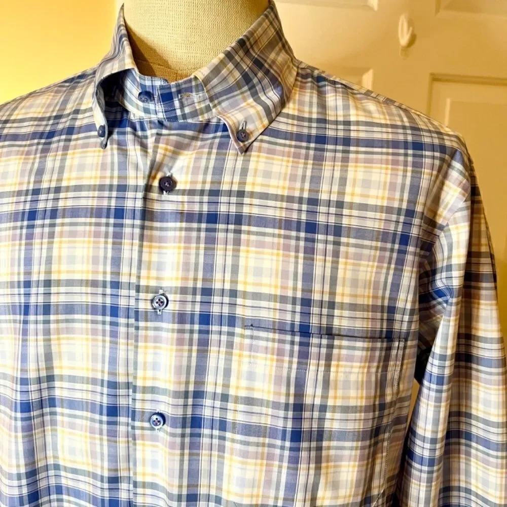 NWOT $185 Men's Hagen Carmel CA Classic Fit Plaid Button Front Shirt Size XL